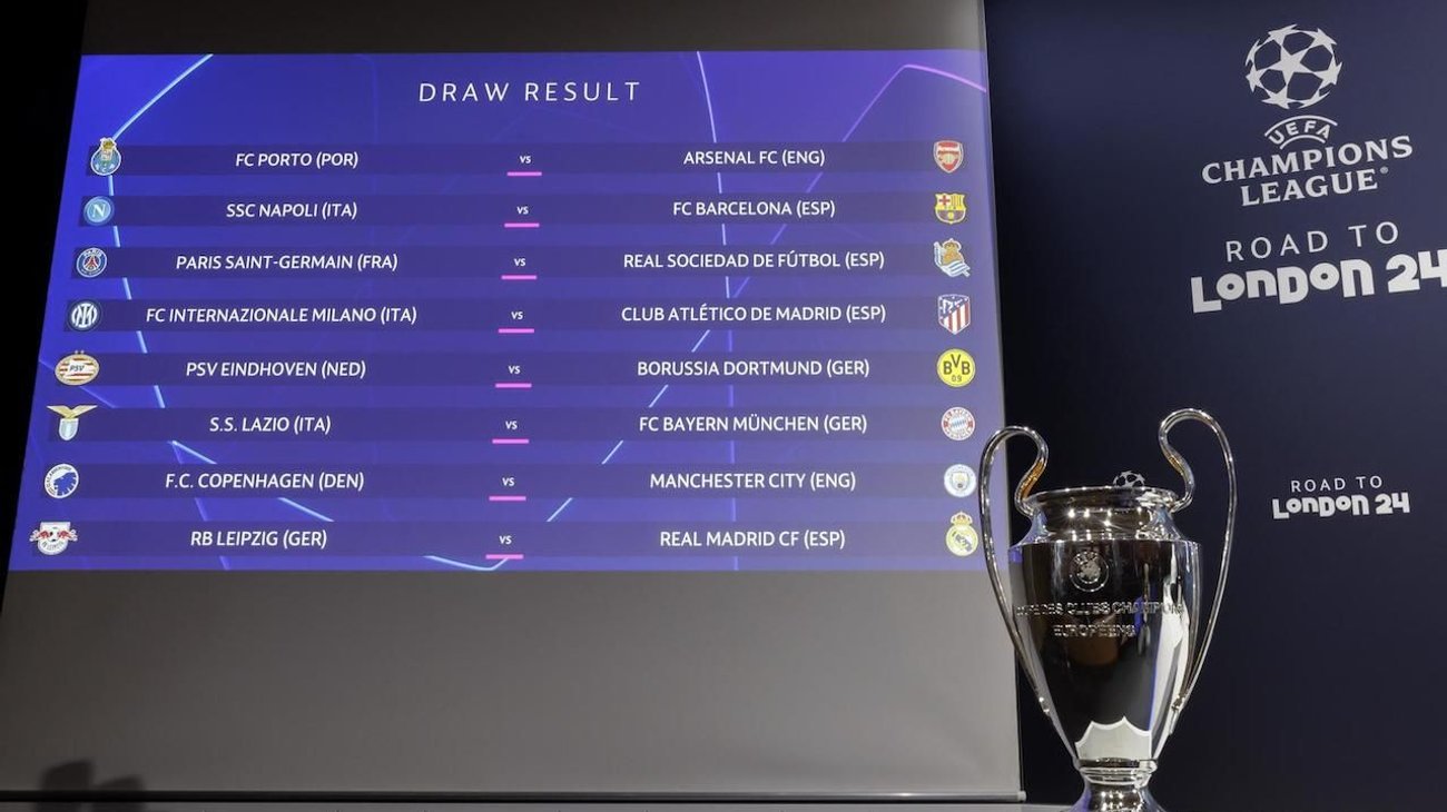 Quedan definidos partidos de octavos de la Champions