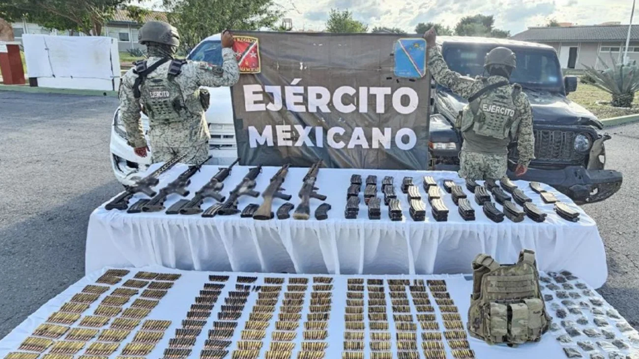 Aseguran armas, cartuchos y vehículos blindados en Miguel Alemán