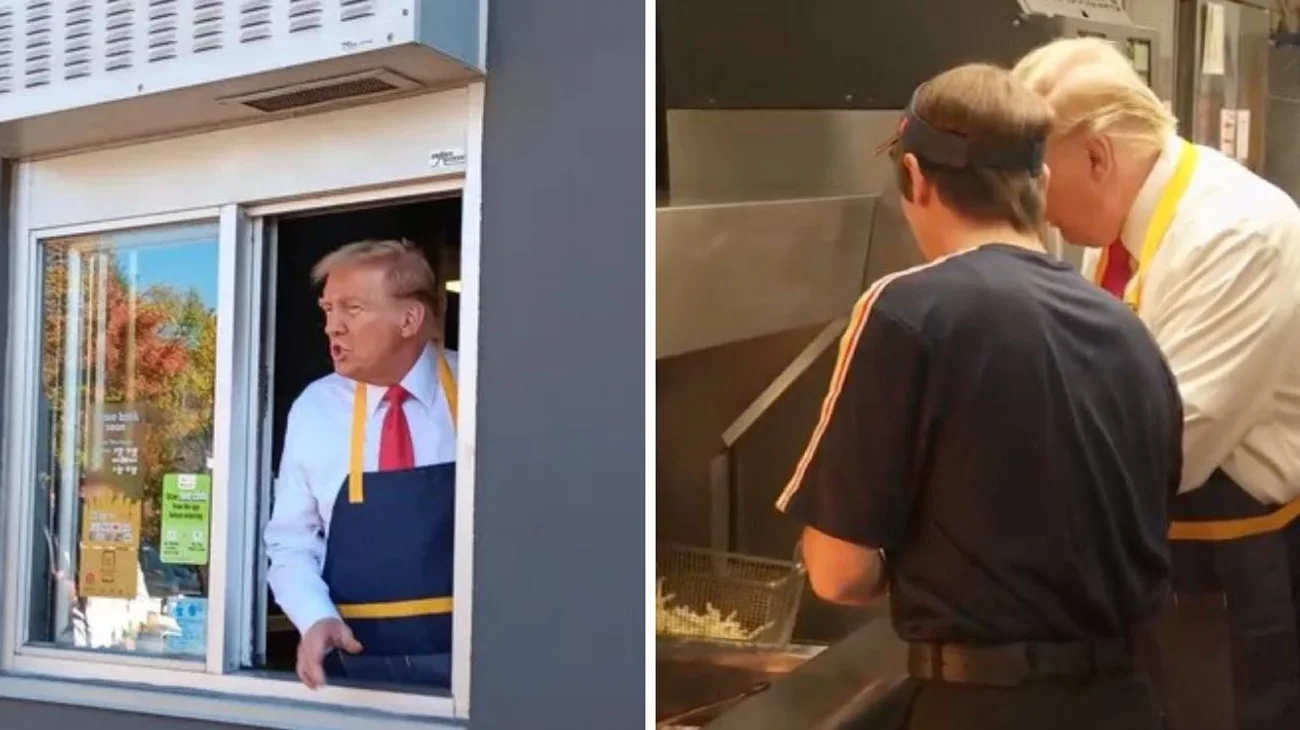 Trump trabaja en McDonald's para trollear a Kamala Harris