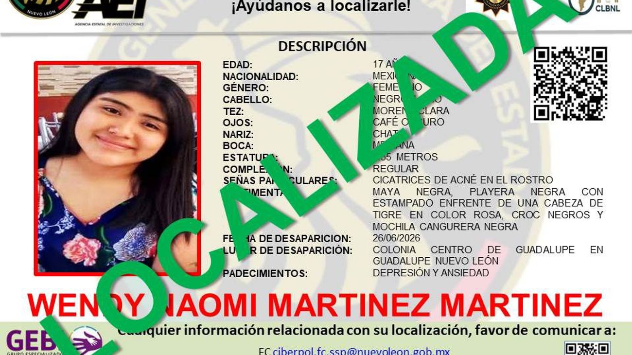 Tras 6 días desaparecida, localizan a Wendy Naomi en Juárez