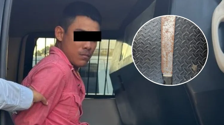 Detienen a hombre por lesionar a otro con machete