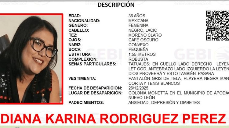 Desaparece Diana Karina tras salir de su trabajo en Apodaca