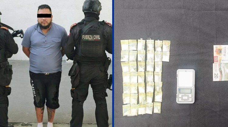 Detienen a hombre con presunto cristal y orden de aprehensión