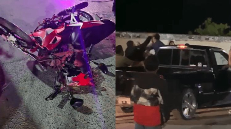 Auto le cae encima a motociclista en Montemorelos