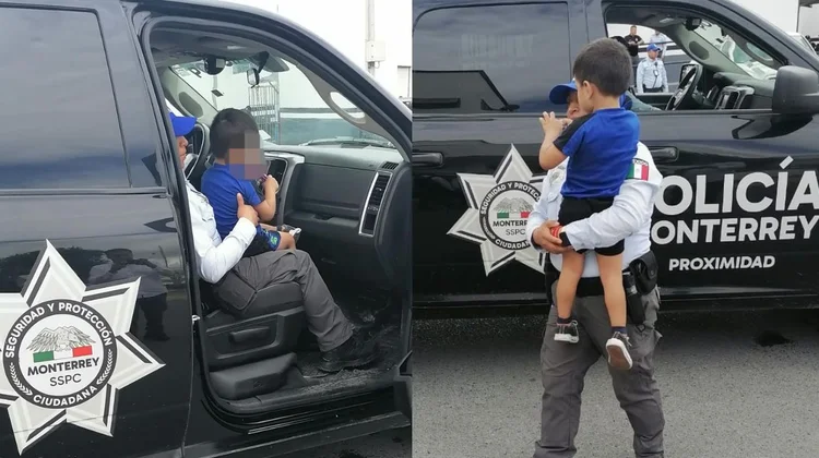 Policías de Monterrey rescatan a menor abandonado en iglesia