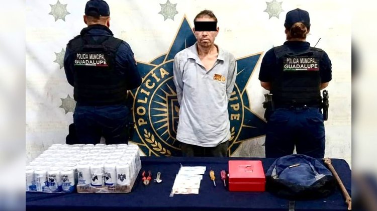 Detienen a presunto ladrón de depósitos en Guadalupe