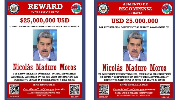 Ofrece EUA recompensa millonaria para capturar a Nicolás Maduro