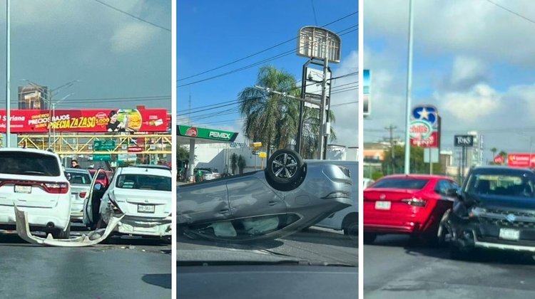 Se registra accidente múltiple en avenida Garza Sada 