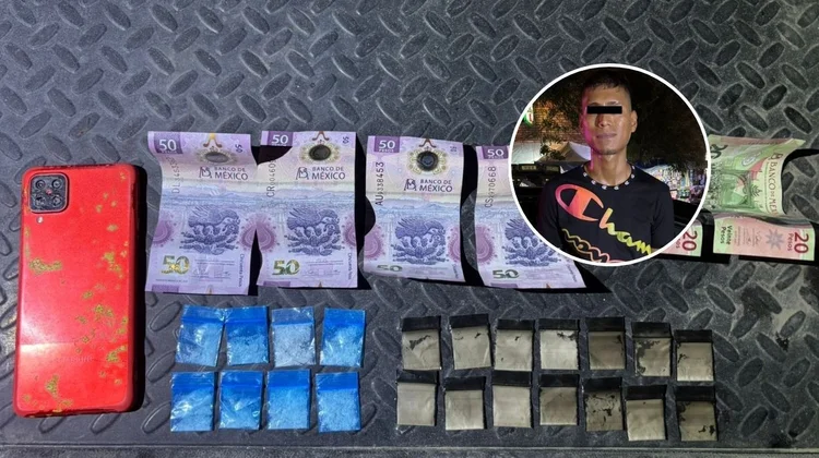 Detienen a joven con 22 envoltorios de droga en Monterrey
