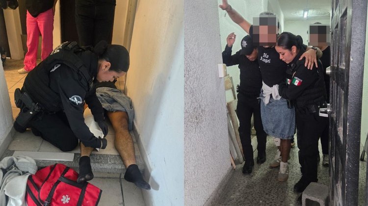 Auxilian a joven lesionado tras caer en negocio en Monterrey