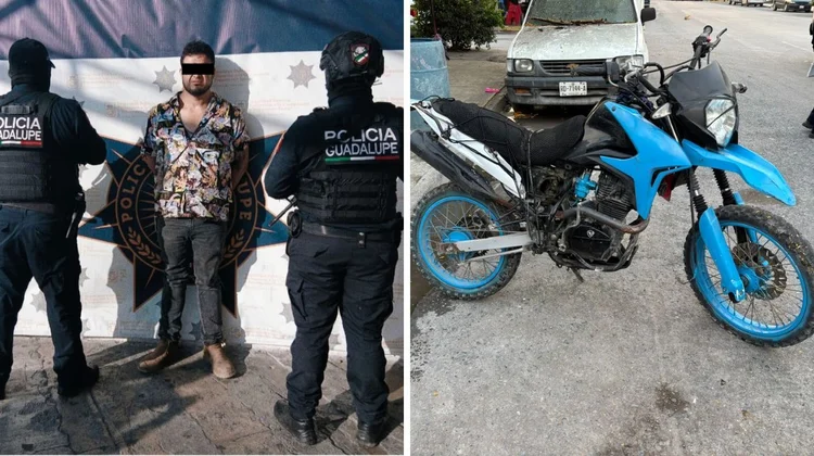 Hombre derrapa en motocicleta robada en Guadalupe y es detenido