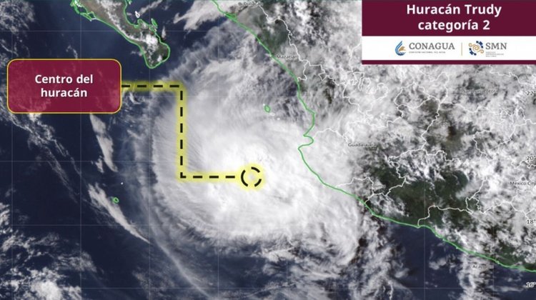 Provoca huracán Trudy lluvias y alto oleaje mientras se aleja