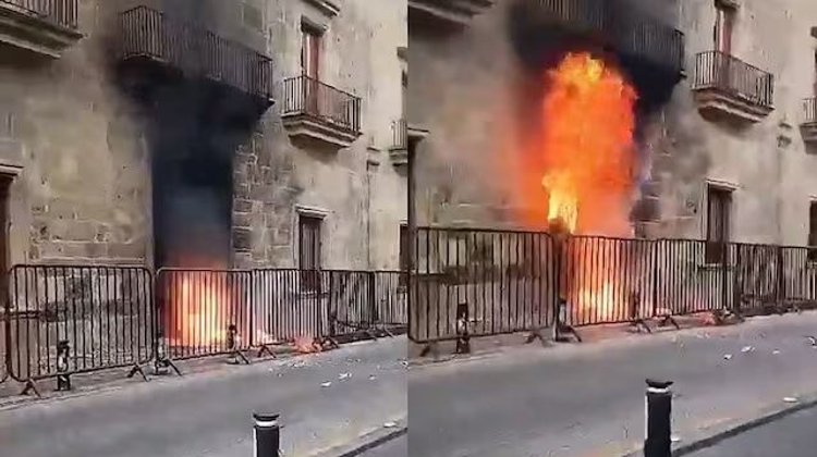 Encapuchados atacan el Congreso de Jalisco en protesta por agua