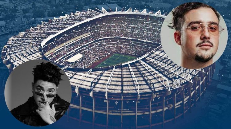 Mario Bautista y Mr. Pig en medio tiempo de final Liga MX