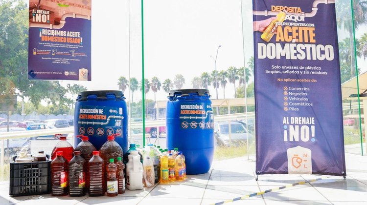 Agua y Drenaje suma 900 litros de aceite recuperado en Monterrey