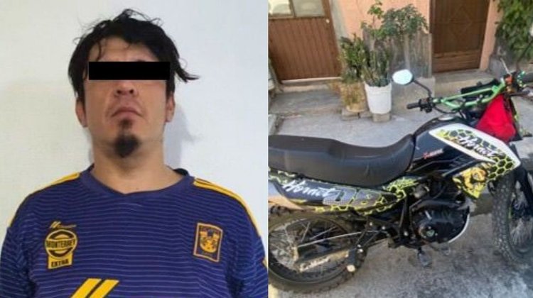 Cae hombre con motocicleta con reporte de robo en Santa Catarina