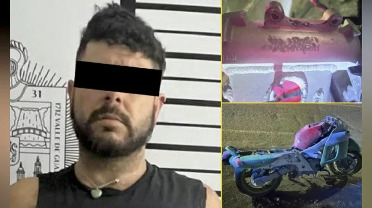 Lo detienen por ir en moto sin papeles, placas y serie borrada