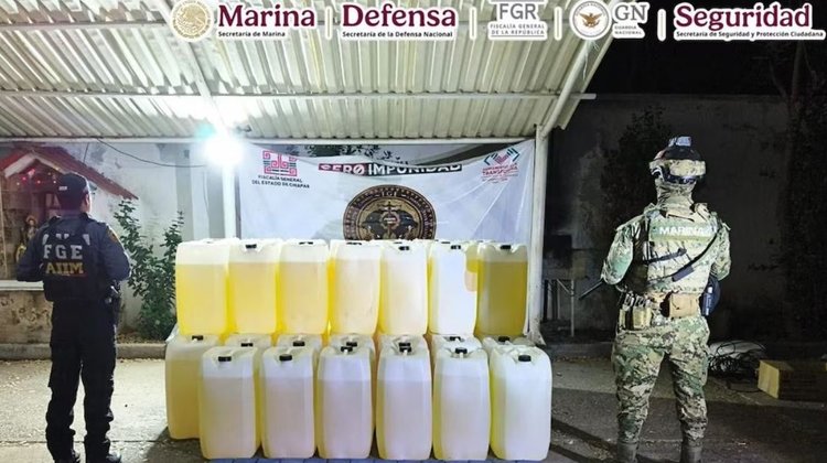 Aseguran droga y combustible en cuatro cateos en Chiapas