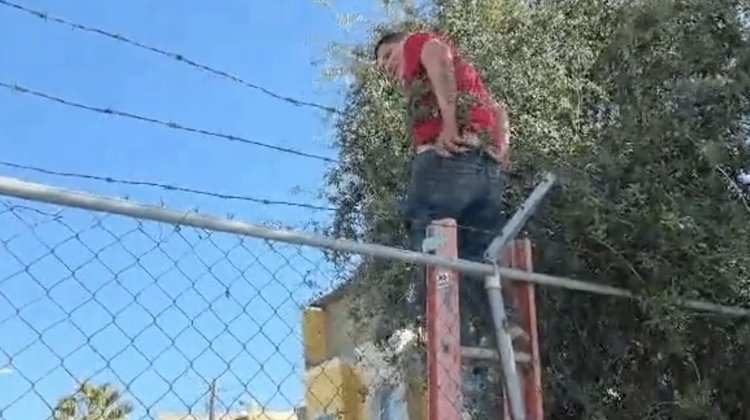 Detienen a hombre que se atoró en alambre de púas en Guadalupe