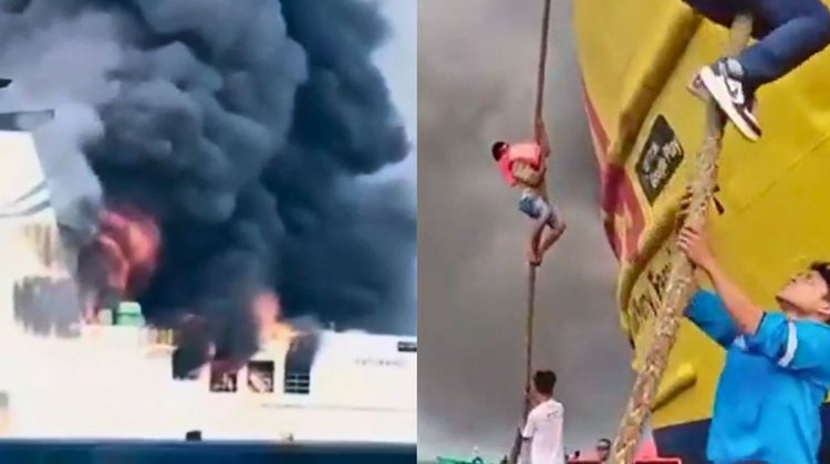 Voraz incendio en un ferri de pasajeros de Indonesia