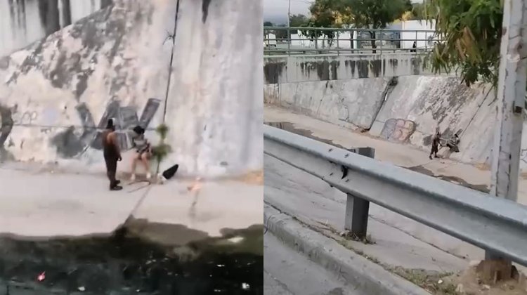 Captan agresión a mujer en arroyo El Obispo en Santa Catarina