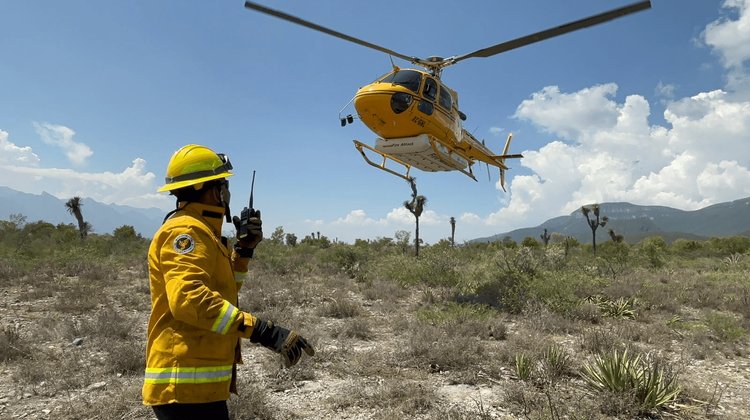 Sofocan incendio forestal en Sierra Milpillas en Salinas Victoria
