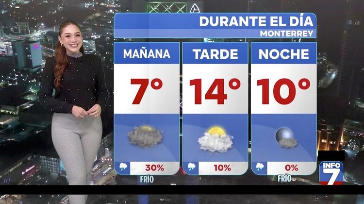 Clima en Monterrey 13 de enero - Cielo nublado con lluvia ligera