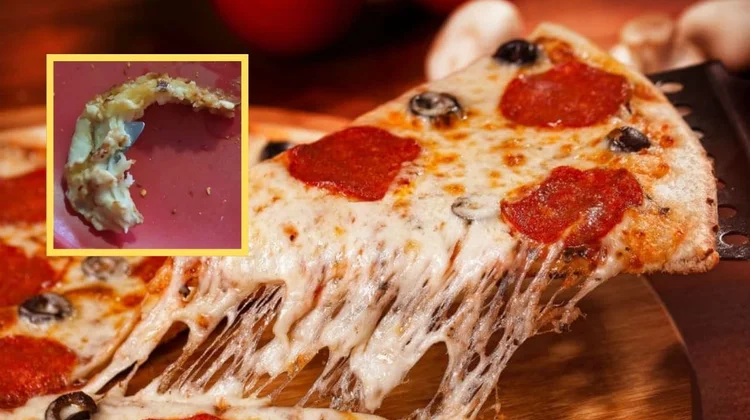 Pareja regia compra una pizza y hallan una navaja en la masa