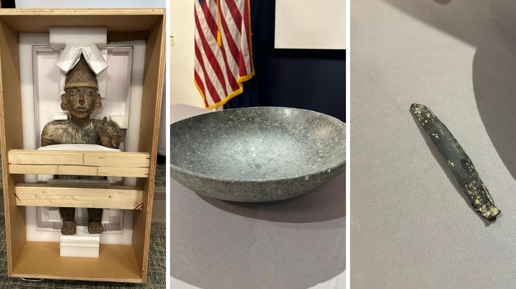 Recupera México tres piezas arqueológicas que permanecían en NY