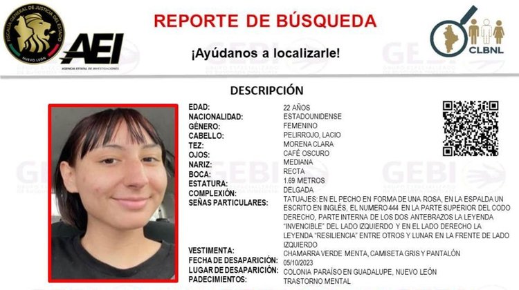 Se busca a joven estadounidense desaparecida en Guadalupe