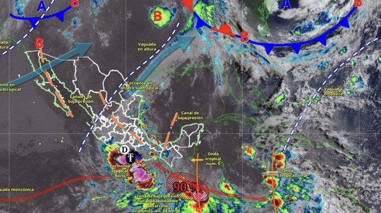 Tormenta tropical Boris dejará lluvias torrenciales en México
