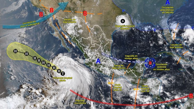 Gana fuerza tormenta tropical Marie en el Pacífico