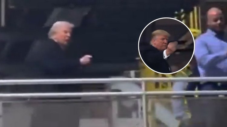 Video: Trump hace seña obscena a trabajador que le gritó ofensa