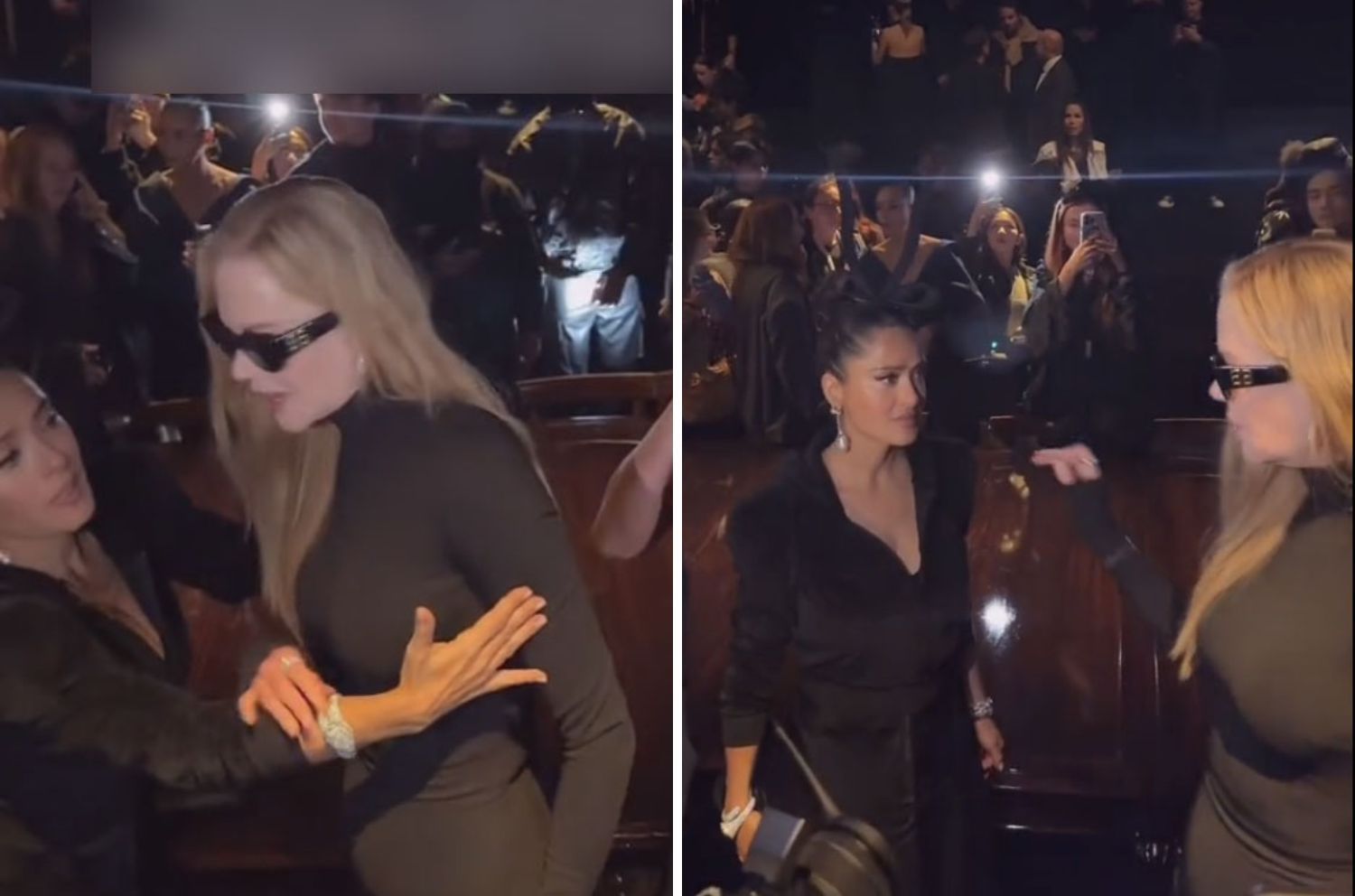 Salma Hayek vive tenso momento con Nicole Kidman en pasarela