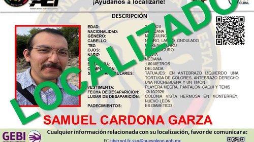 Fiscalía localiza con vida al activista Samuel Cardona