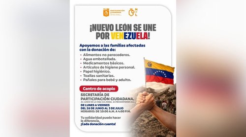 Habilita Nuevo León centro de acopio para apoyo a Venezuela