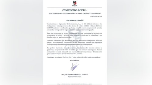 Fuentes de AHMSA no confirman depósito al aproximarse el plazo