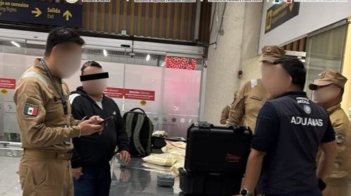 Decomisan casi 10 kilos de sustancias ilícitas en el AICM