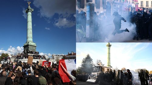 Desafían estudiantes a Macron en las calles; toman la Bastilla