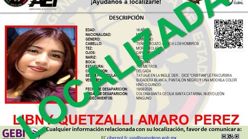 Localizan en Tabasco a adolescente desaparecida en Santa Catarina
