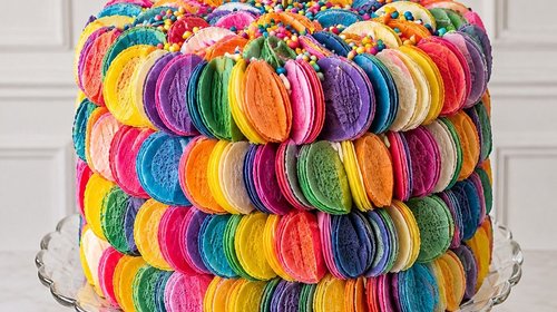 Receta de pastel de chocolate con obleas multicolor