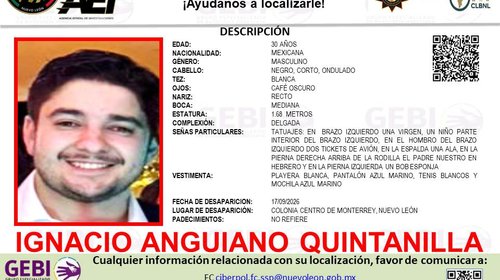 Buscan a joven que desapareció en el centro de Monterrey