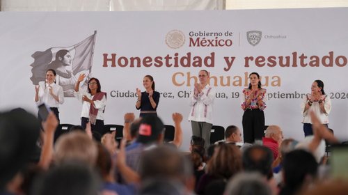Sheinbaum anuncia obras y apoyos durante gira en Chihuahua