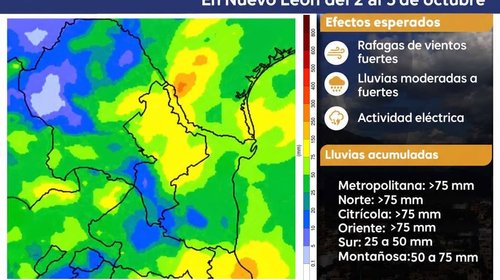 Frente frío mantendrá lluvias y tormentas en Nuevo León