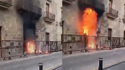 Encapuchados atacan el Congreso de Jalisco en protesta por agua