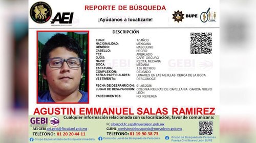 Buscan a adolescente desaparecido en García, Nuevo León