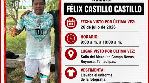 Colectivo busca a hombre desaparecido en Reynosa tras partido 
