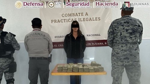 Detienen a mujer con más de US$176,000 en Tijuana