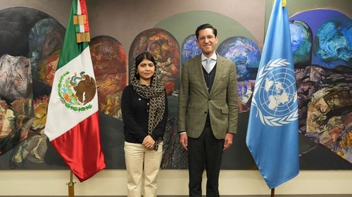 Sostiene Roberto Velasco reunión con Malala Yousafzai en sede ONU