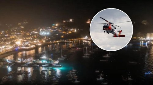 Se estrella helicóptero frente a California; van dos muertos
